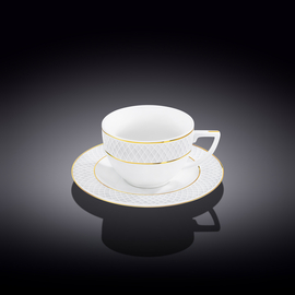 Tea cup & saucer with gold lines wl‑880102404/ab Wilmax (photo 1)