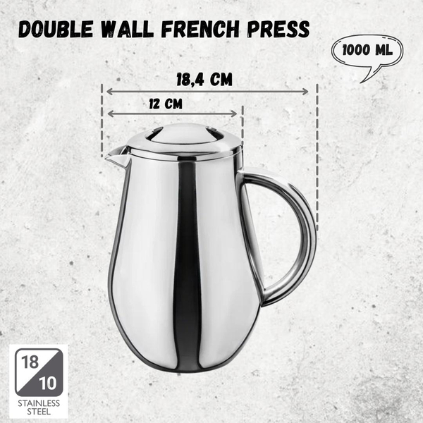 DOUBLE WALL FRENCH PRESS IN COLOUR BOX WL‑551008/1C WILMAX Double wall french press in colour box wl‑551008/1c Wilmax (photo 4)