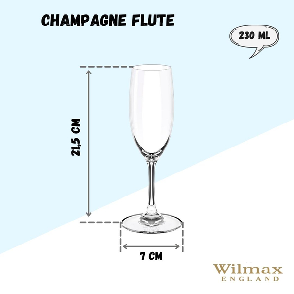 CHAMPAGNE FLUTE SET OF 6 IN PLAIN BOX WL‑888027/6A WILMAX Champagne flute set of 6 in plain box wl‑888027/6a Wilmax (photo 2)