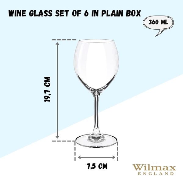 WINE GLASS SET OF 6 IN PLAIN BOX WL‑888009/6A WILMAX Wine glass set of 6 in plain box wl‑888009/6a Wilmax (photo 5)