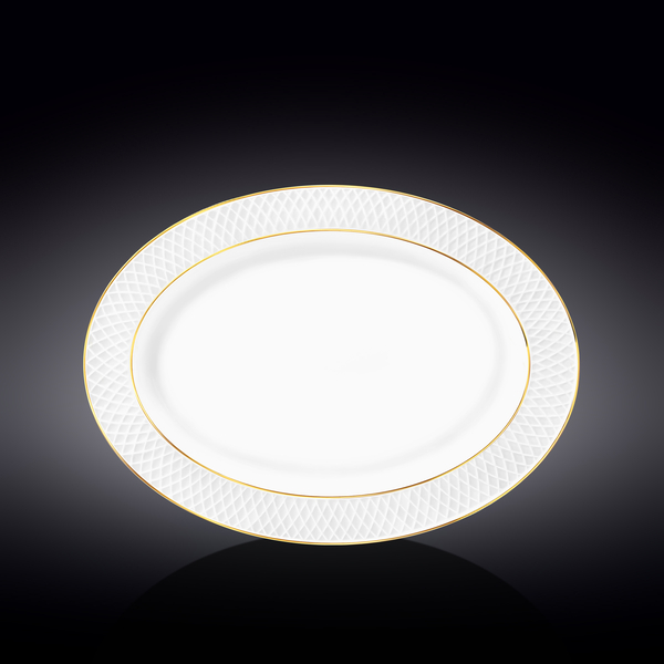 Flat rim oval platter with gold lines wl‑880102117/a Wilmax (photo 1)