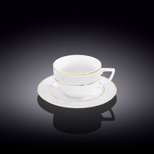 Tea cup & saucer with gold lines wl‑880102404/ab Wilmax (photo 1)