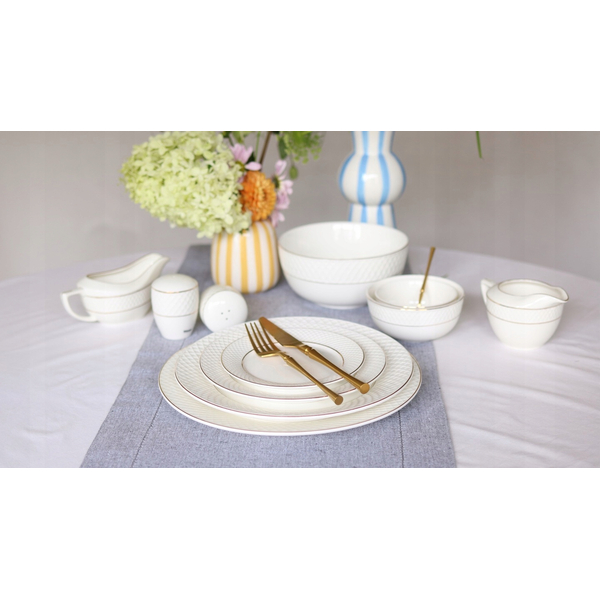FLAT RIM APPETIZER ROUND PLATE WITH GOLD LINES WL-880102101/A WILMAX Flat rim appetizer round plate with gold lines wl-880102101/a Wilmax (photo 2)