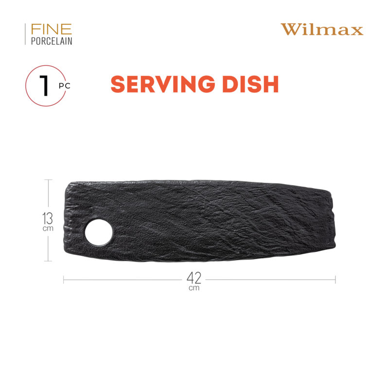 Półmisek do sushi czarny matowy porcelanowy 42x13 cm WL-661133/A