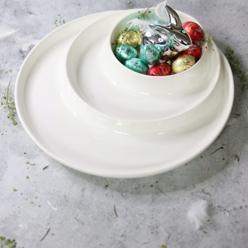 Półmisek dzielony okrągły 25.5 cm biały porcelanowy WL-992691/A