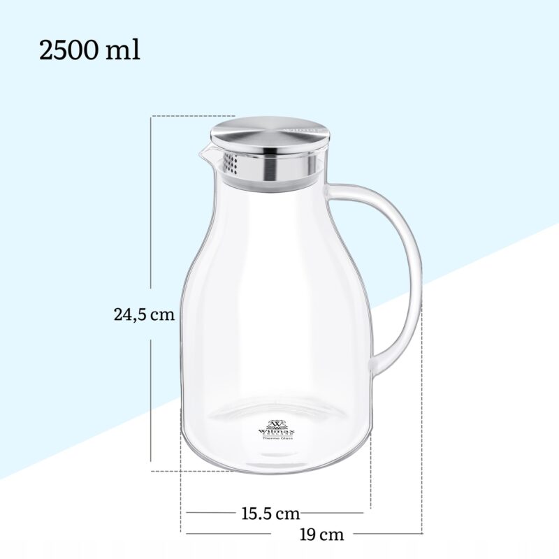 Dzbanek szklany z pokrywką metalową 2500 ml WL-888211/A