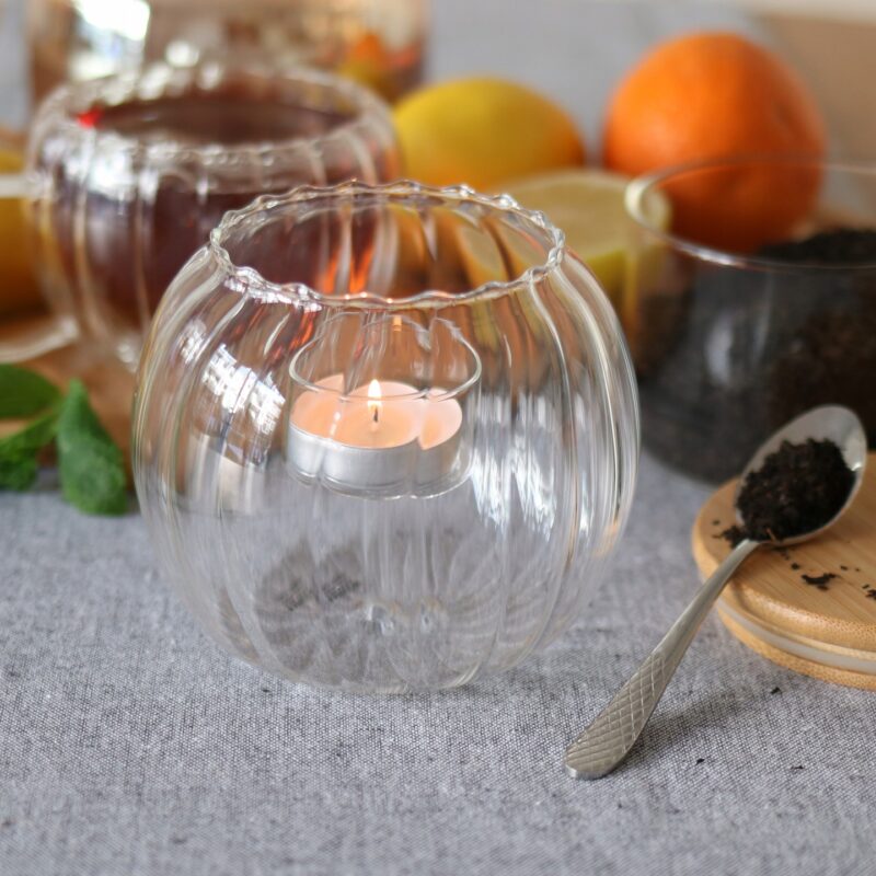 Świecznik szklany na 1 tealight 12x10 cm WL-888976/A