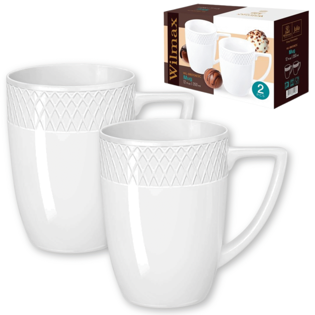 Kubek biały porcelanowy 350 ml zestaw 2 sztuki WL-880108/2C