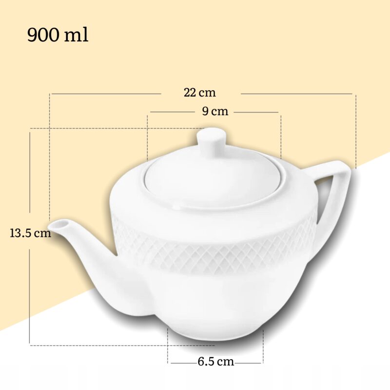 Czajniczek do herbaty biały porcelanowy 900 ml zestaw 1 sztuka WL-880110/1C