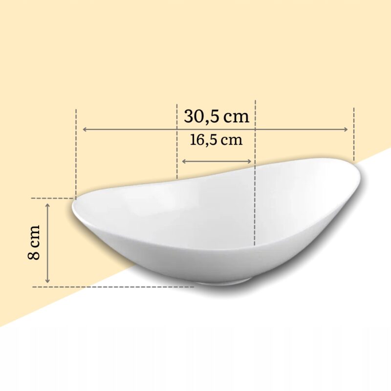 Półmisek głęboki owalny 30.5x16.5x8 cm biały porcelanowy WL-992762/A