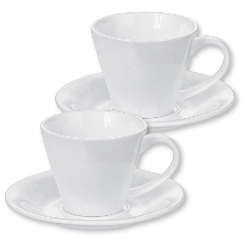 Filiżanka 180 ml i spodek do herbaty zestaw 2 sztuki biały porcelanowa WL 993004/2C