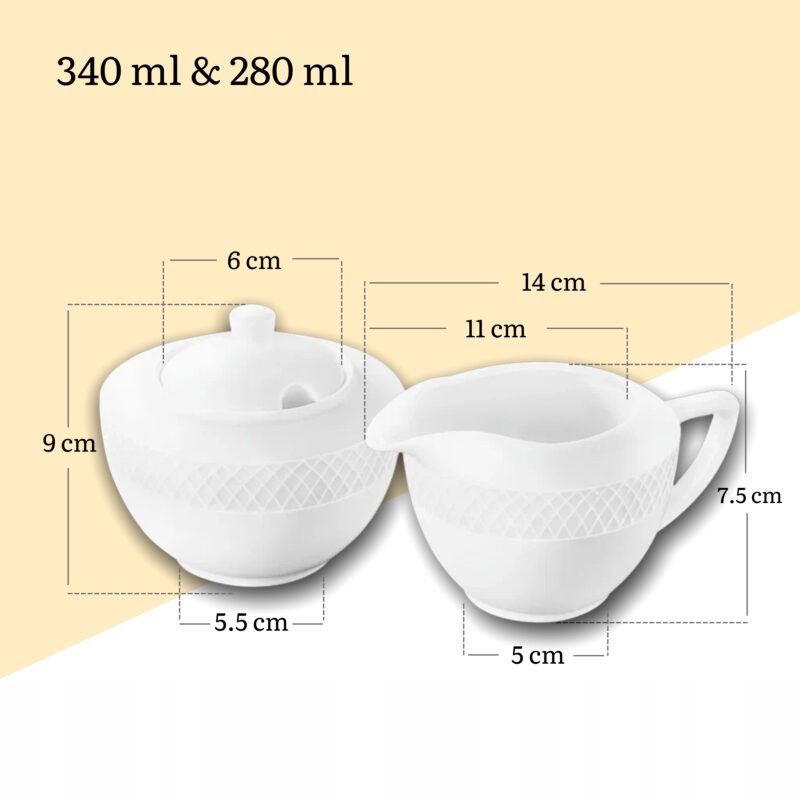 Cukiernica i mlecznik biały porcelanowy zestaw 2 sztuki WL-880112/2C