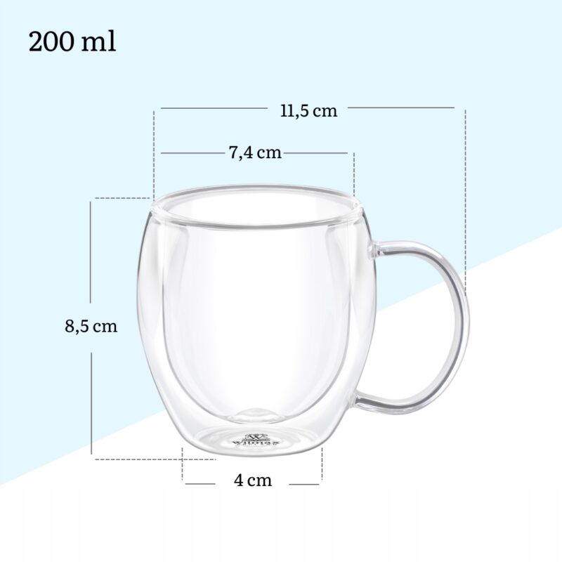 Termo Kubek szklany podwójne ścianki 200 ml WL-888745/A