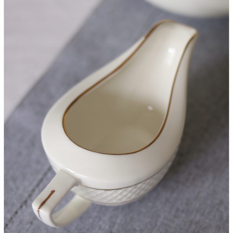 Sosjerka 230 ml biała porcelanowa ze złotym rantem WL-880102501/A
