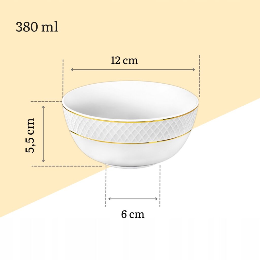 Miska biała porcelanowa ze złotym rantem 12 cm 380 ml WL-880102366/A