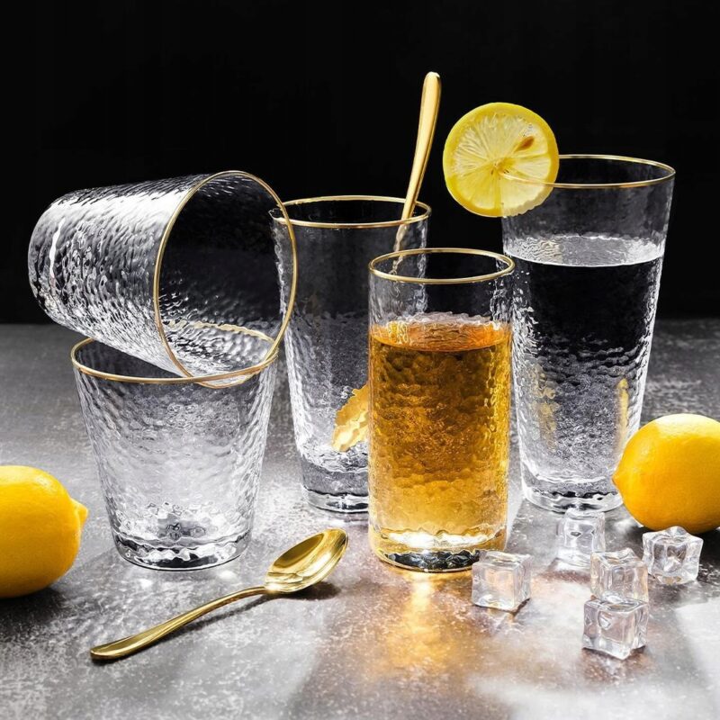 Szklanka ze szkła ze złotym rantem 290 ml WL-888631/A