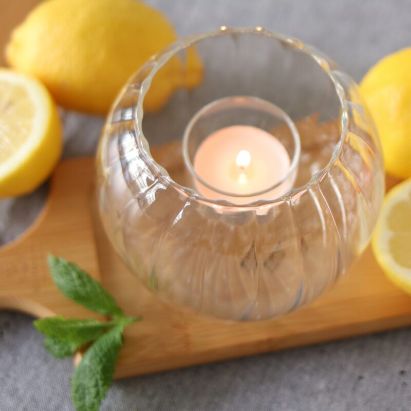 Świecznik szklany na 1 tealight 12x10 cm WL-888976/A