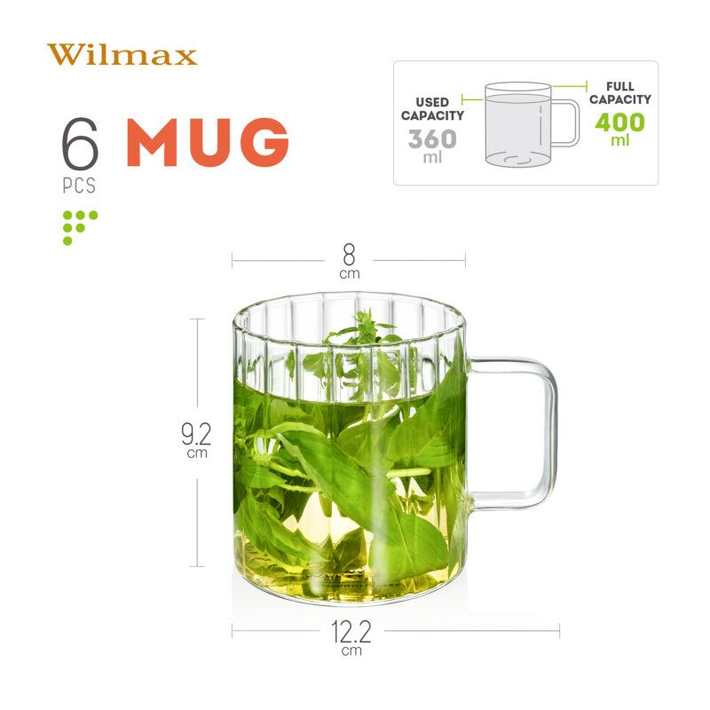 Kubek ryflowany 400 ml WL-888617/A