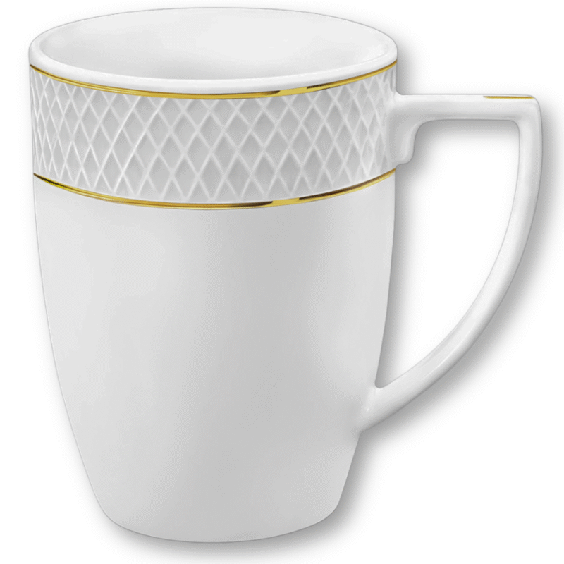 Mug 320 ml white porcelain with gold rim WL-880102431/A