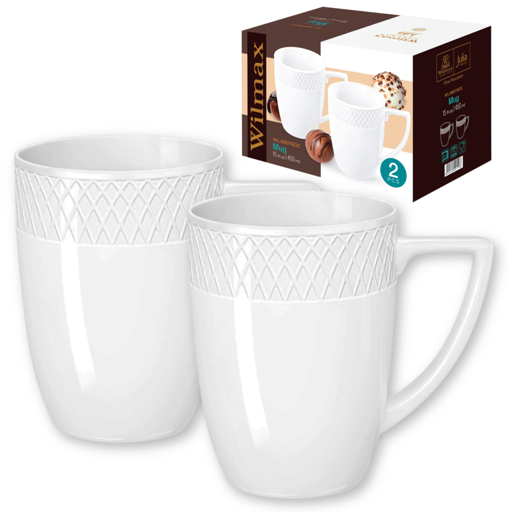 Kubek biały porcelanowy 450 ml zestaw 2 sztuki WL-880119/2C