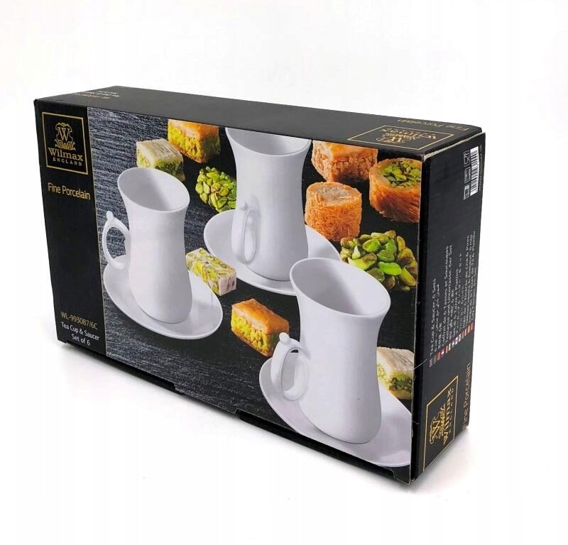 Filizanka i spodek do herbaty 120 ml zestaw 6 sztuk WL-993087/6C
