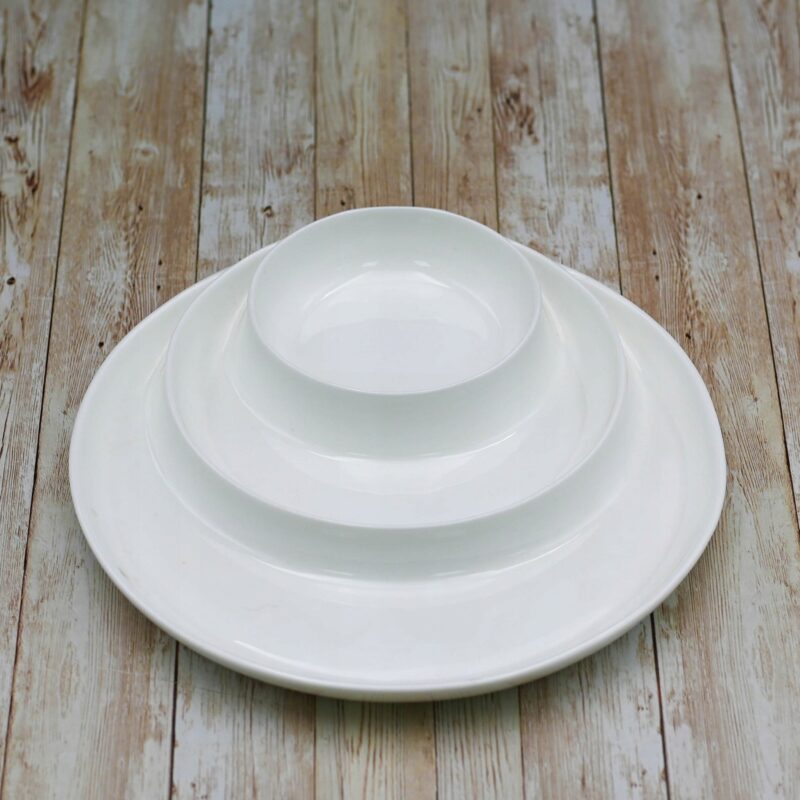 Półmisek dzielony okrągły 25.5 cm biały porcelanowy WL-992691/A