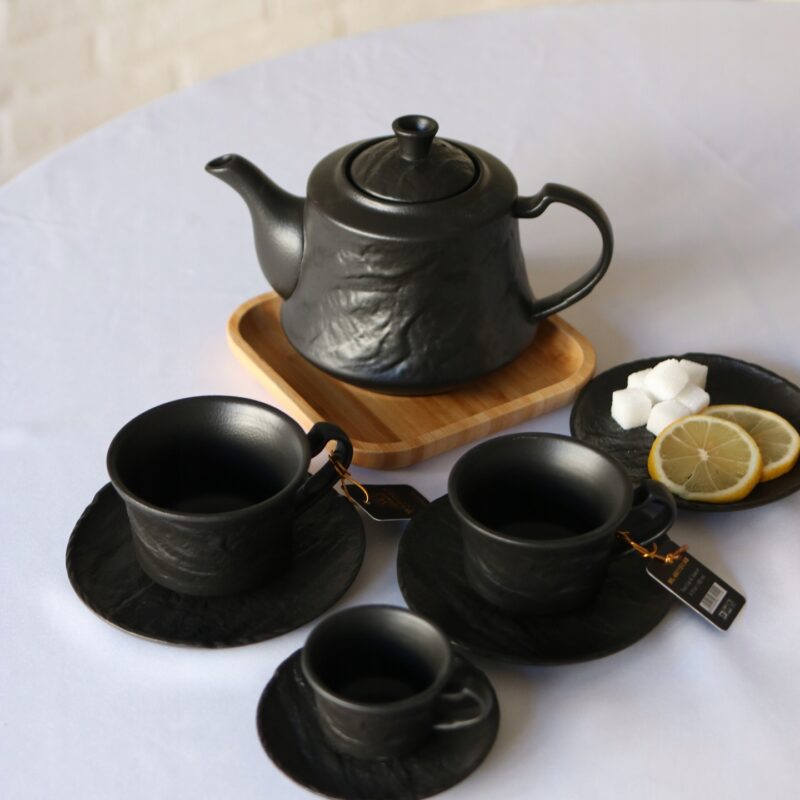 Czajniczek do herbaty czarny matowy porcelanowy 1100 ml WL-661159/A