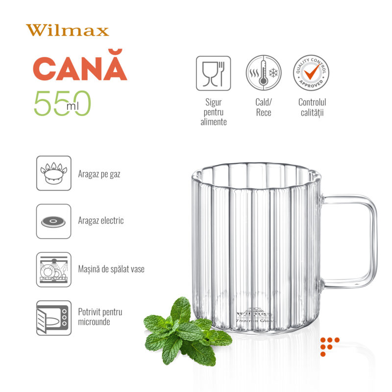 Kubek ryflowany 550 ml WL-888618/A