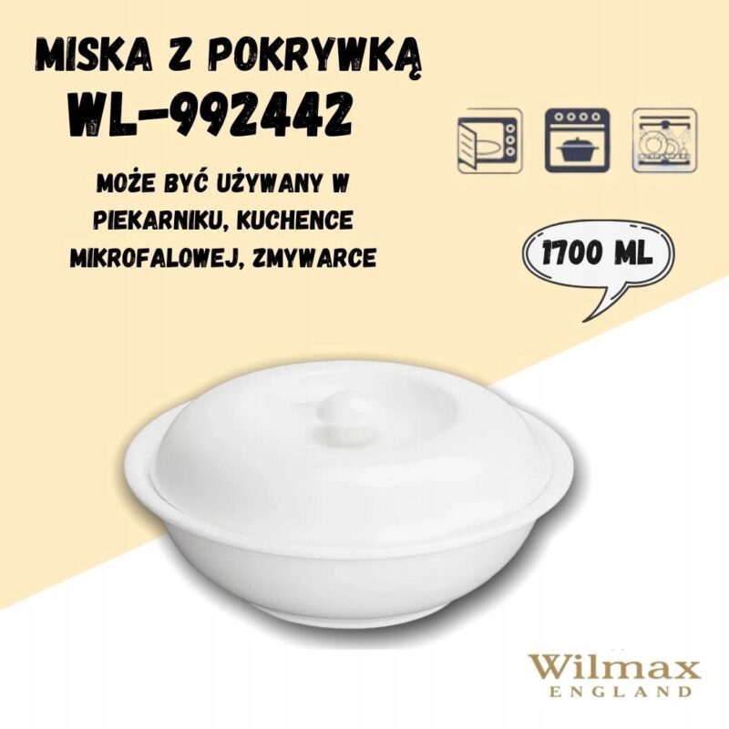 Misa z pokrywą 26 cm biała porcelanowa WL-992442/A