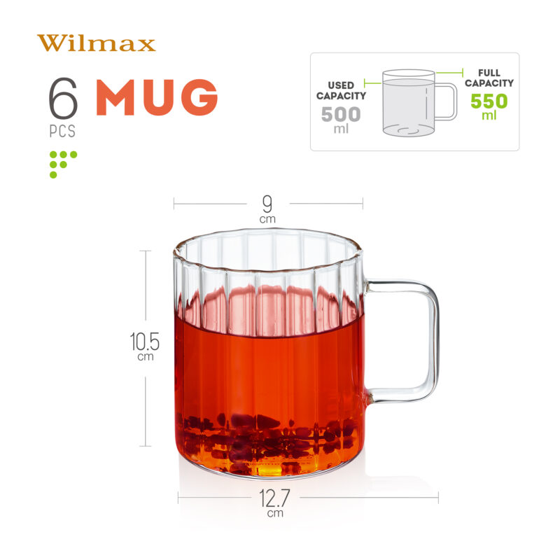 Kubek ryflowany 550 ml WL-888618/A