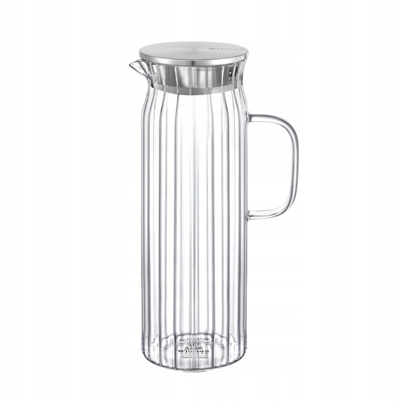 Dzbanek szklany ryflowany z pokrywką metalową 1500 ml WL-888220/A