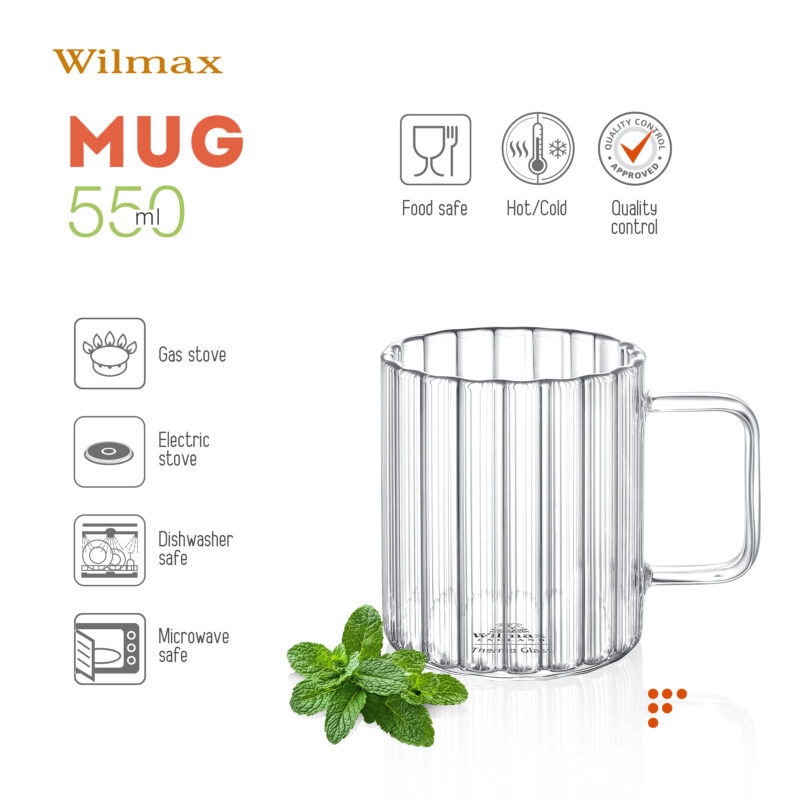 Kubek ryflowany 550 ml WL-888618/A
