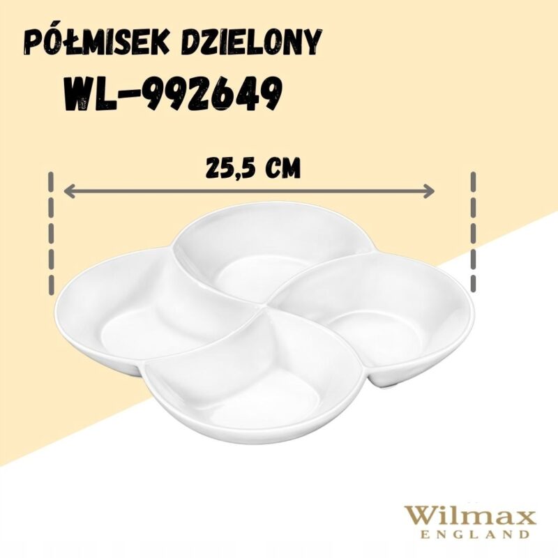 Półmisek dzielony 22x22 cm biały porcelanowy WL-992649/A