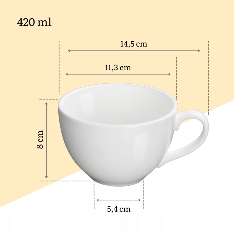 Kubek JUMBO 420 ml biały porcelanowy WL-993038/A