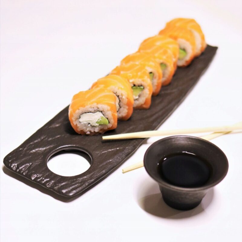 Półmisek do sushi czarny matowy porcelanowy 42x13 cm WL-661133/A