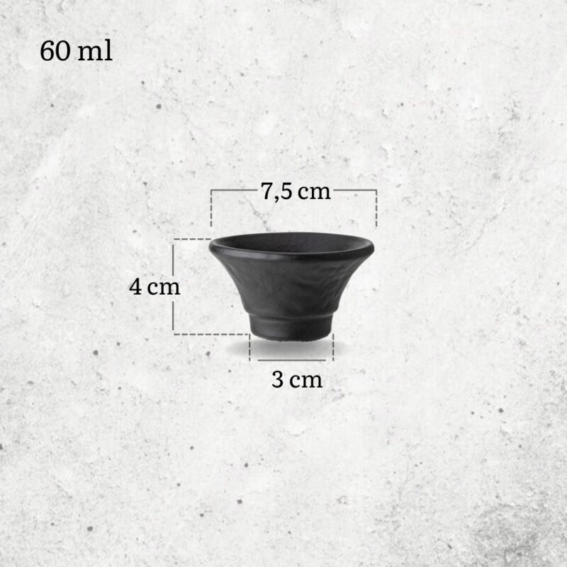 Sosjerka czarna matowa porcelanowa 7.5x4 cm 60 ml WL-661134/A