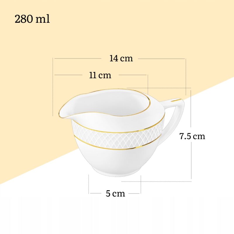 Mlecznik 280 ml biały porcelanowy ze złotym rantem WL-880102475/A