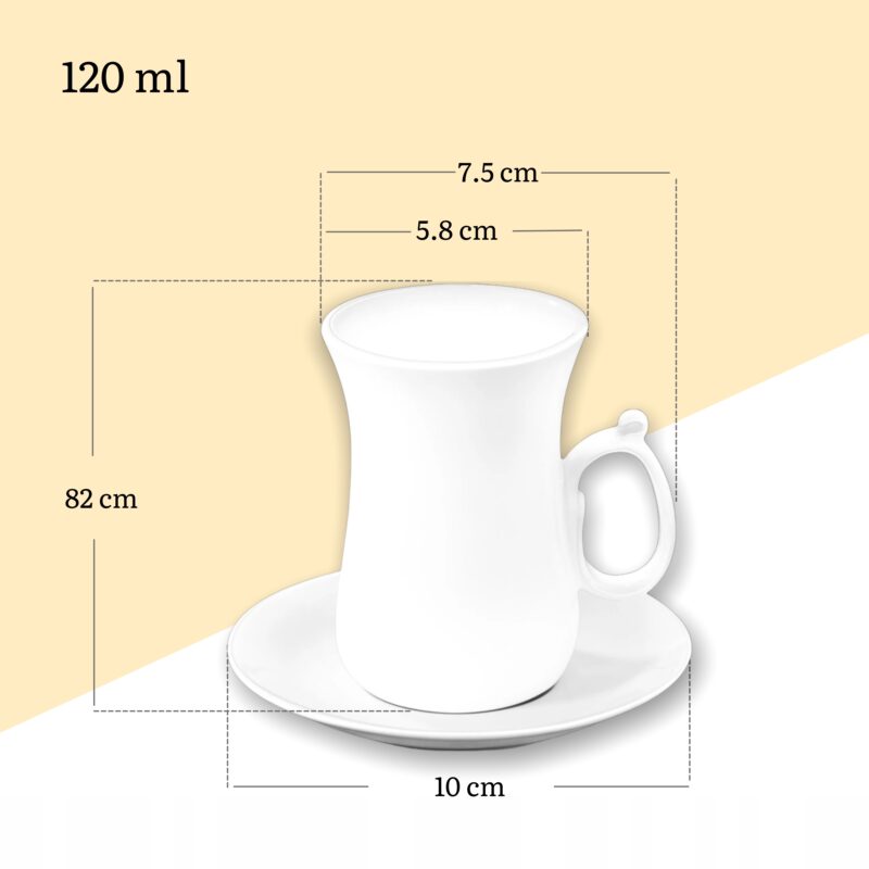 Filizanka i spodek do herbaty 120 ml zestaw 6 sztuk WL-993087/6C