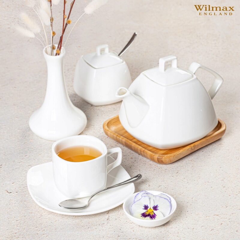 Filiżanka do herbaty 200 ml i spodek biały porcelanowy WL 993003/1C