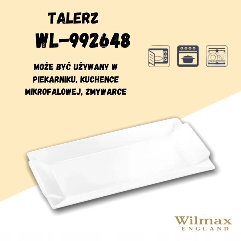 Talerz prostokątny 40x20 cm biały porcelanowy WL-992648/A