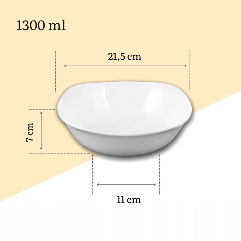 Salaterka 21,5x21,5 cm 1300 ml biała porcelanowa WL-992002/A