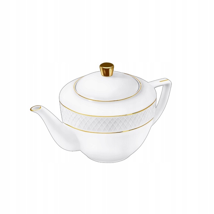 Tea pot 900 ml white porcelain with gold rim WL-880102452/A