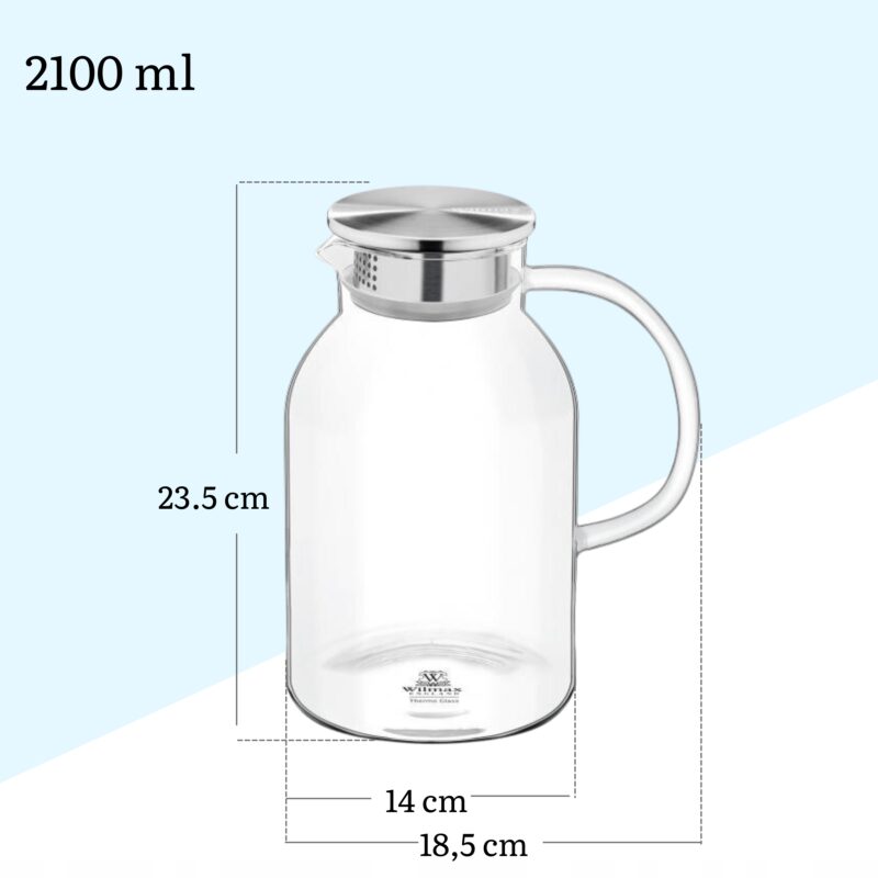 Dzbanek szklany z pokrywką metalową 2100 ml WL-888214/A
