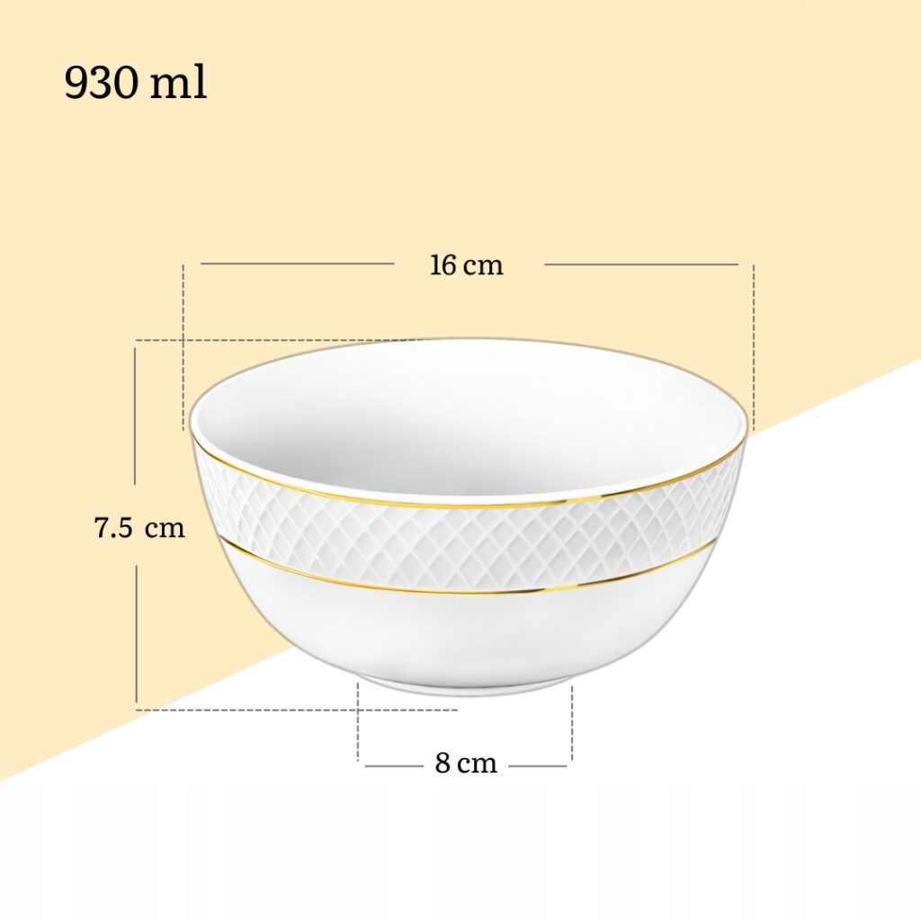 Salaterka biała porcelanowa ze złotym rantem 16 cm 930 ml WL-880102368/A