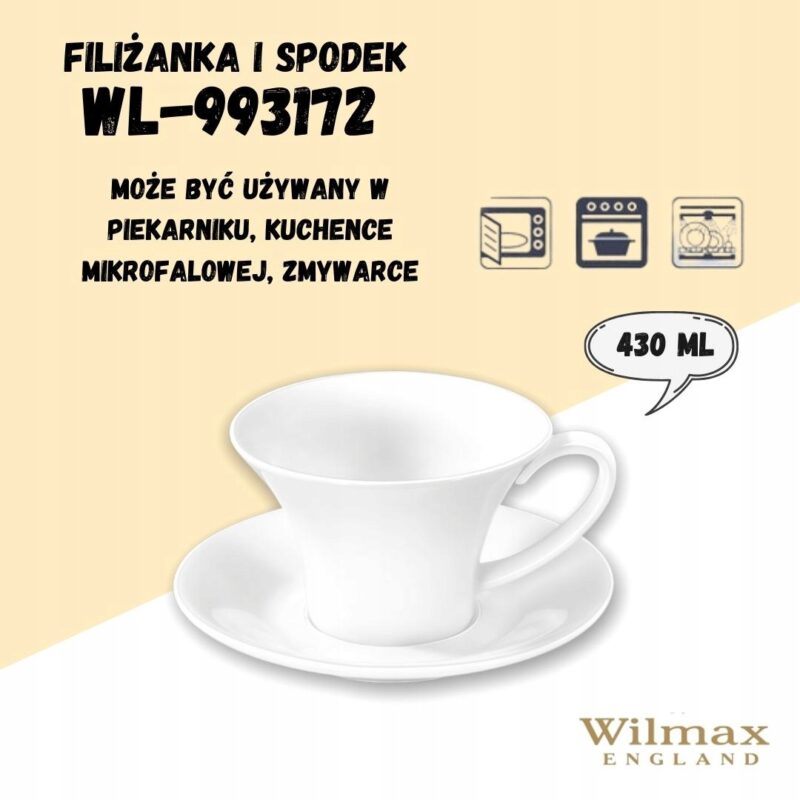 Filizanka 430 ml i spodek do herbaty WL-993172/AB
