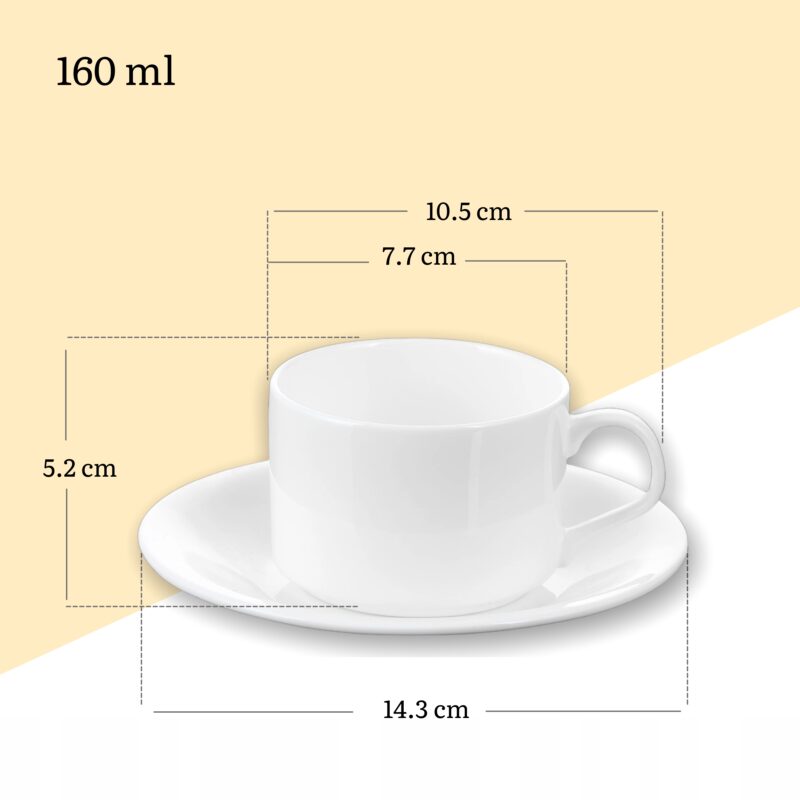 Filiżanka 160 ml i spodek do herbaty zestaw 2 sztuki biały porcelanowa WL 993006/2C