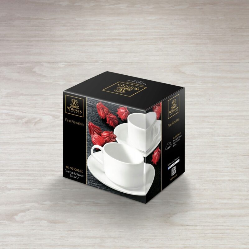 Filiżanka 160 ml i spodek do herbaty zestaw 2 sztuki biały porcelanowa WL 993006/2C