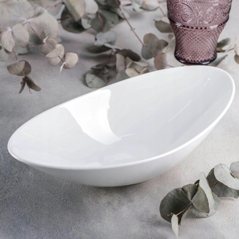 Półmisek głęboki owalny 30.5x16.5x8 cm biały porcelanowy WL-992762/A