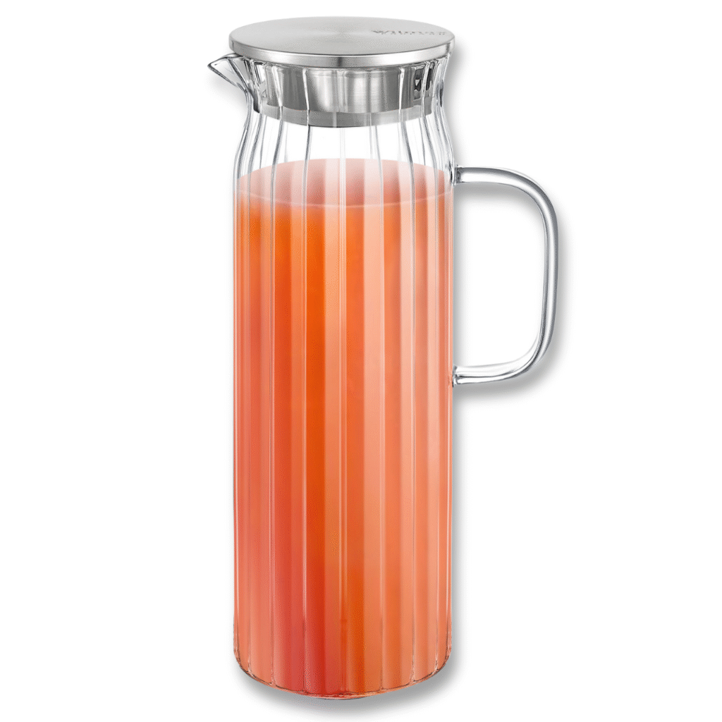 Dzbanek szklany ryflowany z pokrywką metalową 1500 ml WL-888220/A