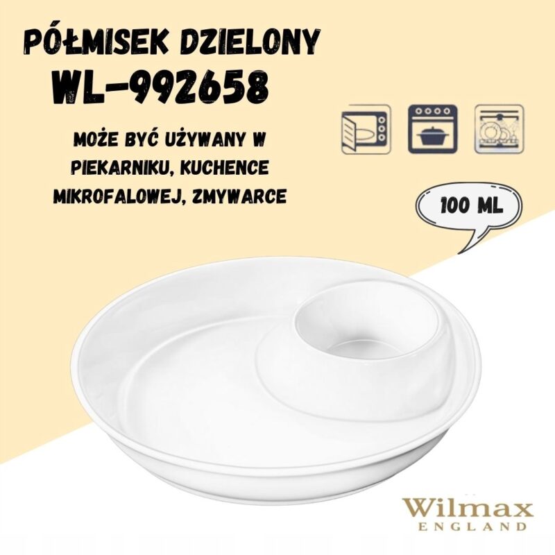 Półmisek dzielony 22x22 cm biały porcelanowy WL-992658/A